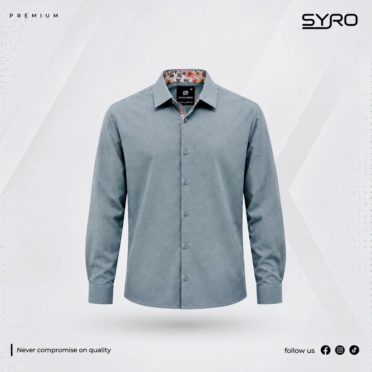 Premium Men’s Full Sleeve Formal Shirt | Stylish Floral Collar Detail Shirt - Image 6