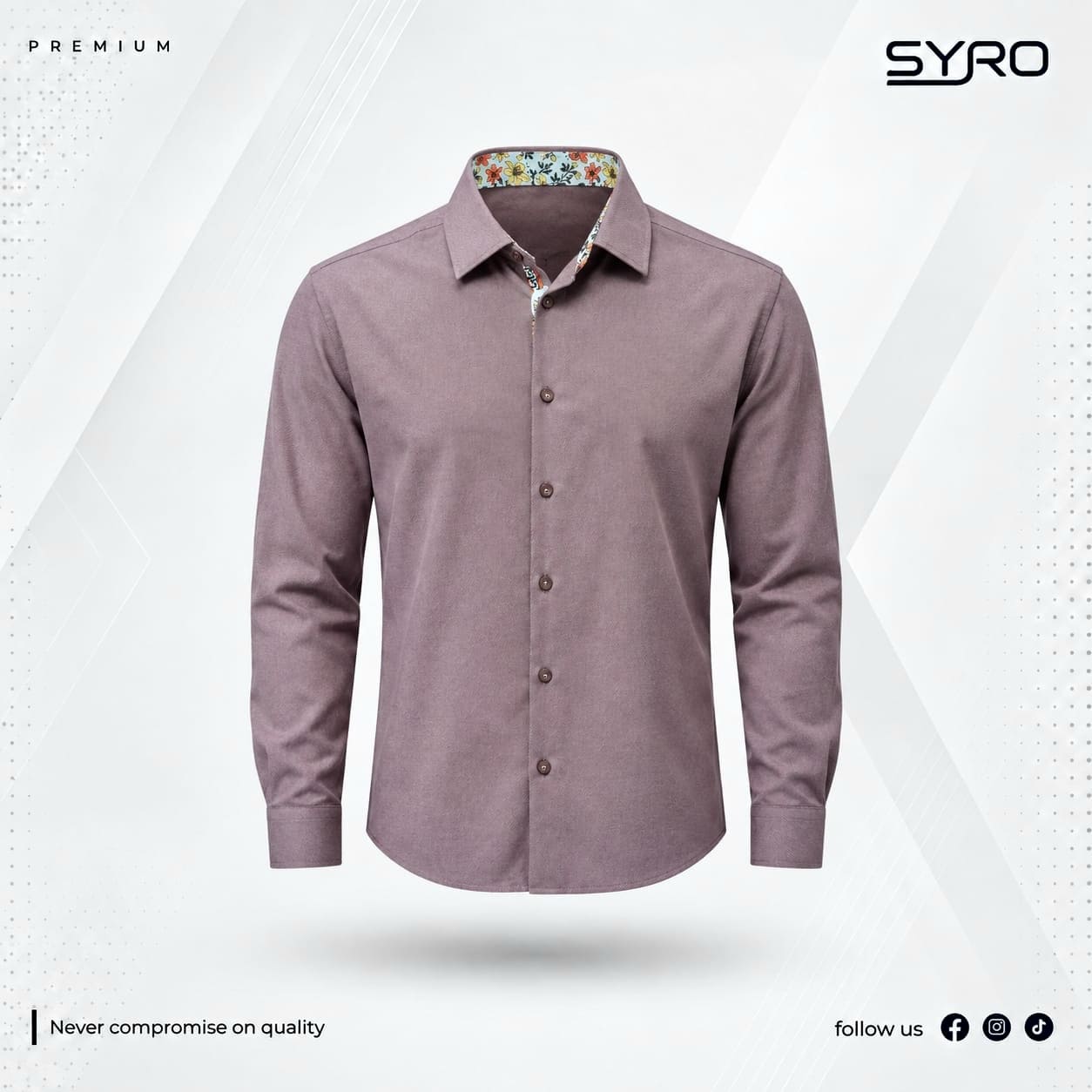 Premium Men’s Full Sleeve Formal Shirt | Stylish Floral Collar Detail Shirt - Image 4