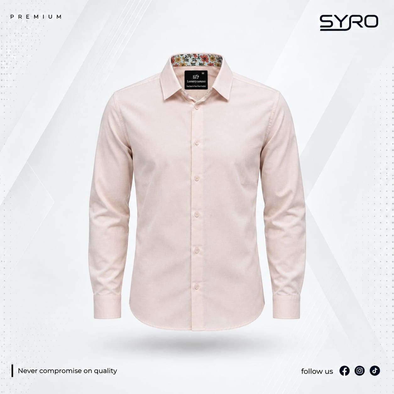 Premium Men’s Full Sleeve Formal Shirt | Stylish Floral Collar Detail Shirt - Image 5