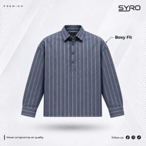 Premium Boxy Fit Striped Full Sleeve Shirt for Men
