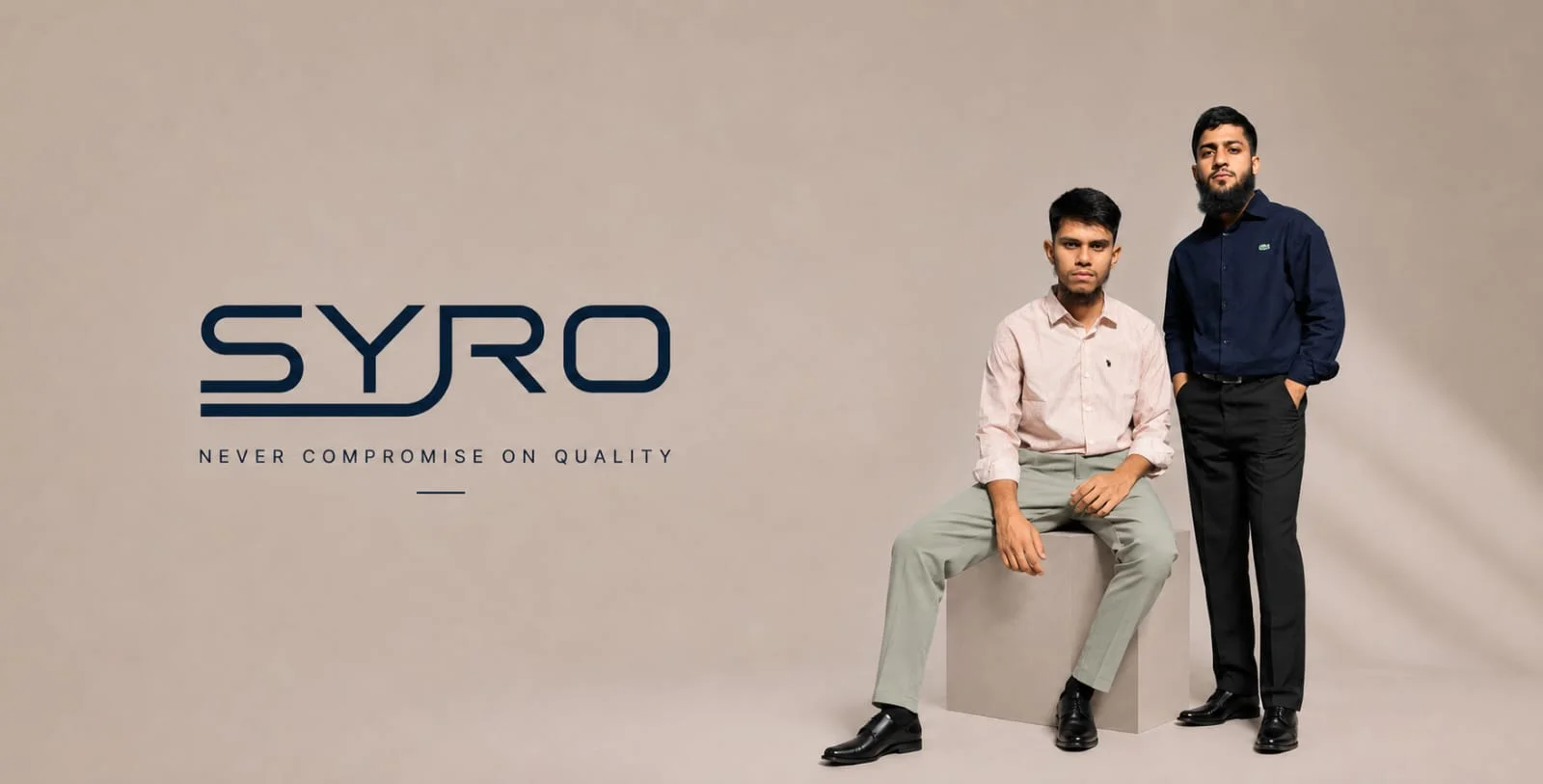 SYRO men's fashion hero banner featuring stylish men's clothing